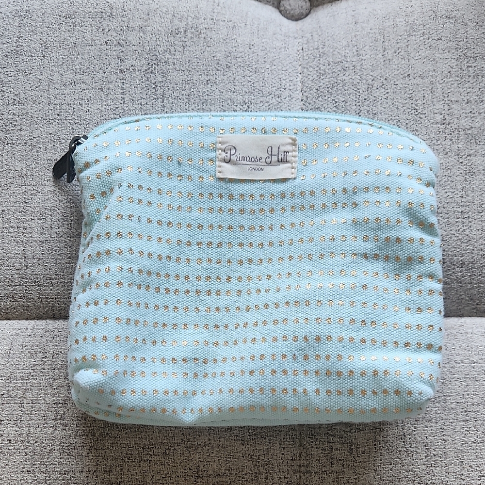 Makeup Pouch Light Blue and Gold